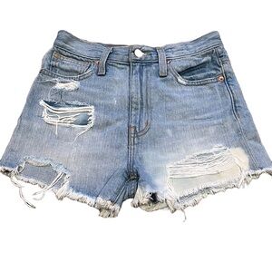 Madewell Blue Distressed Jean Shorts